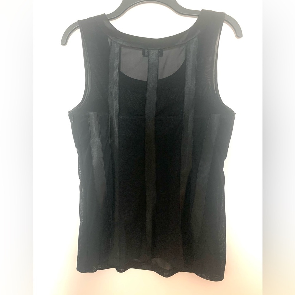 Bebe Mesh Satin Corset Top Black Medium - Picture 6 of 16